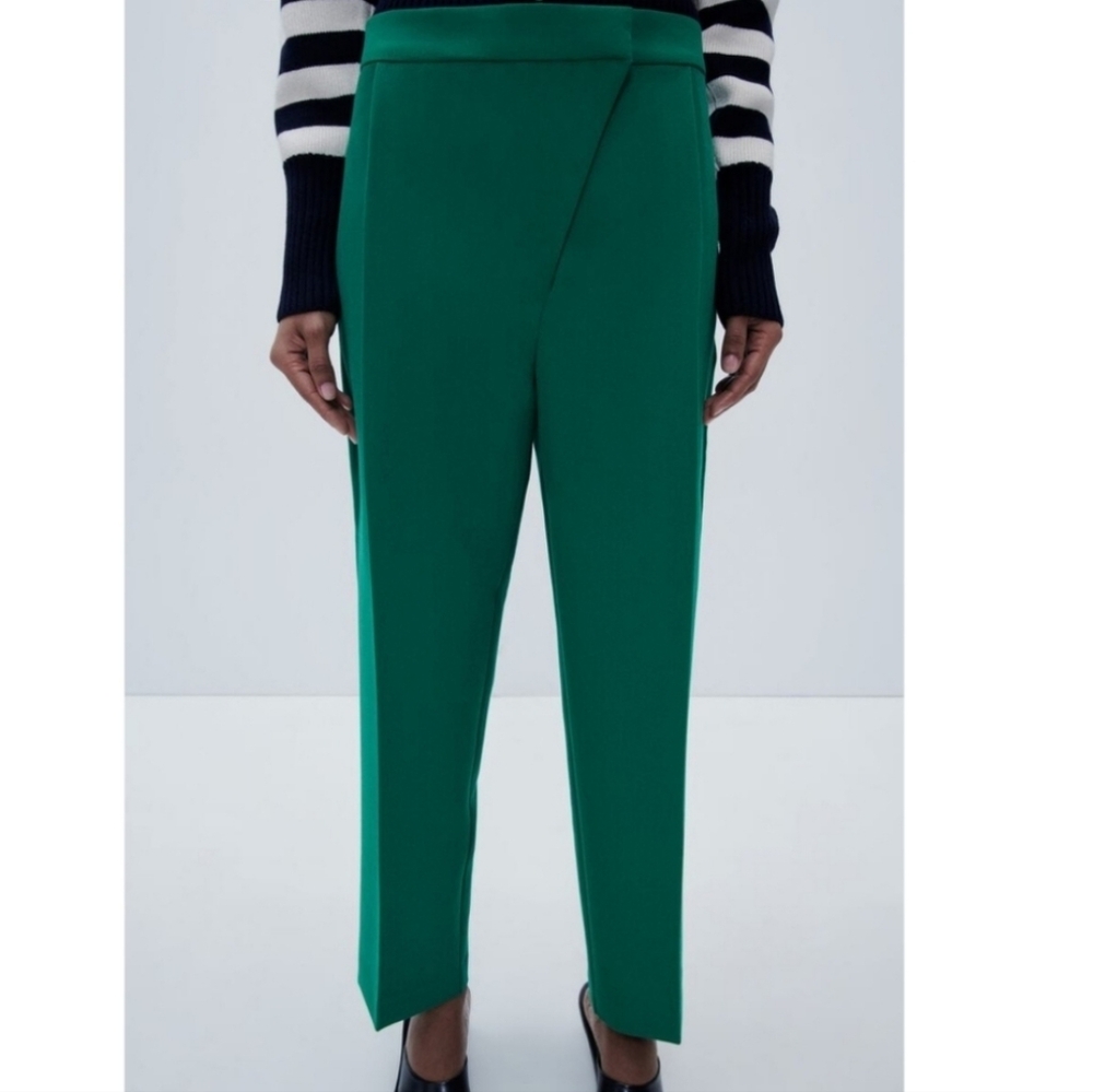 Zara Vibrant Green Women's High Waist Trousers